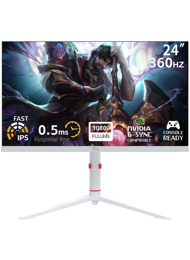 تويستيد مايندز Artic Pro Series Gaming Monitor, 24" Fast IPS Display, FHD Resolution with 360Hz Refresh Rate, 0.5ms Response Time, 2HDMI, 2DP, Audio Out, 16.7M Pixels, White | TMA24FHD360IPS White  - Image 1