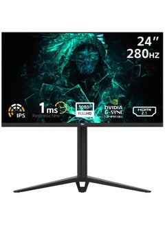 24-Inch Full HD 280Hz IPS Gaming Monitor, 1ms, HDR 100, Dual HDMI 2.1 & DP, Nvidia G-SYNC, AMD FreeSync, Built-in Speakers, 250 nits, 178° View, Ultra-Smooth Performance TM24FHD280IPS Black