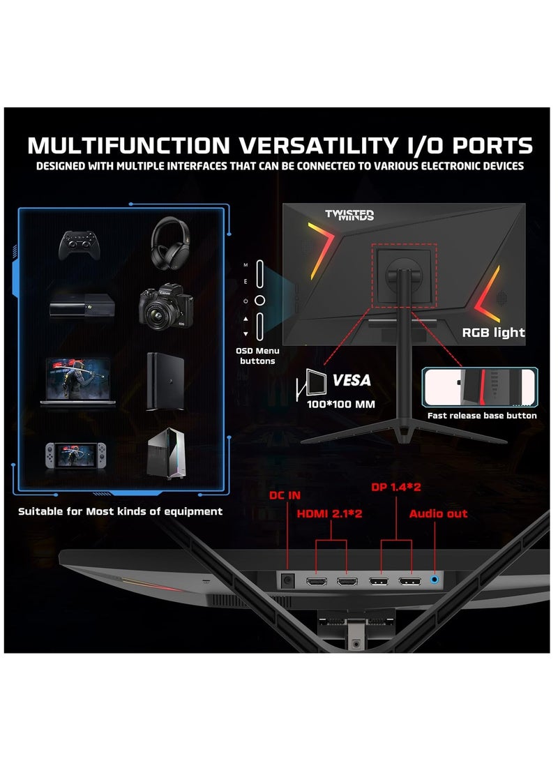 TWISTED MINDS - 24-Inch Full HD 280Hz IPS Gaming Monitor, 1ms, HDR 100, Dual HDMI 2.1 & DP, Nvidia G-SYNC, AMD FreeSync, Built-in Speakers, 250 nits, 178° View, Ultra-Smooth Performance TM24FHD280IPS Black - Image 1