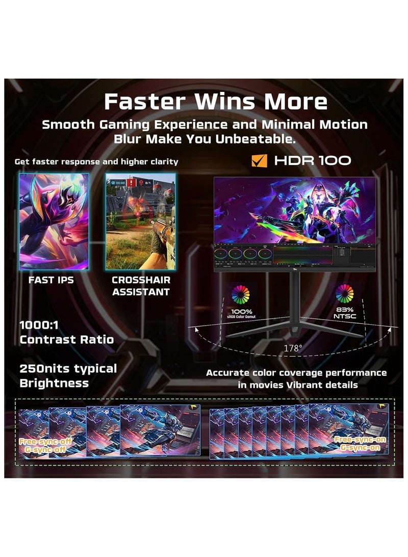 TWISTED MINDS - 24-Inch Full HD 280Hz IPS Gaming Monitor, 1ms, HDR 100, Dual HDMI 2.1 & DP, Nvidia G-SYNC, AMD FreeSync, Built-in Speakers, 250 nits, 178° View, Ultra-Smooth Performance TM24FHD280IPS Black - Image 1