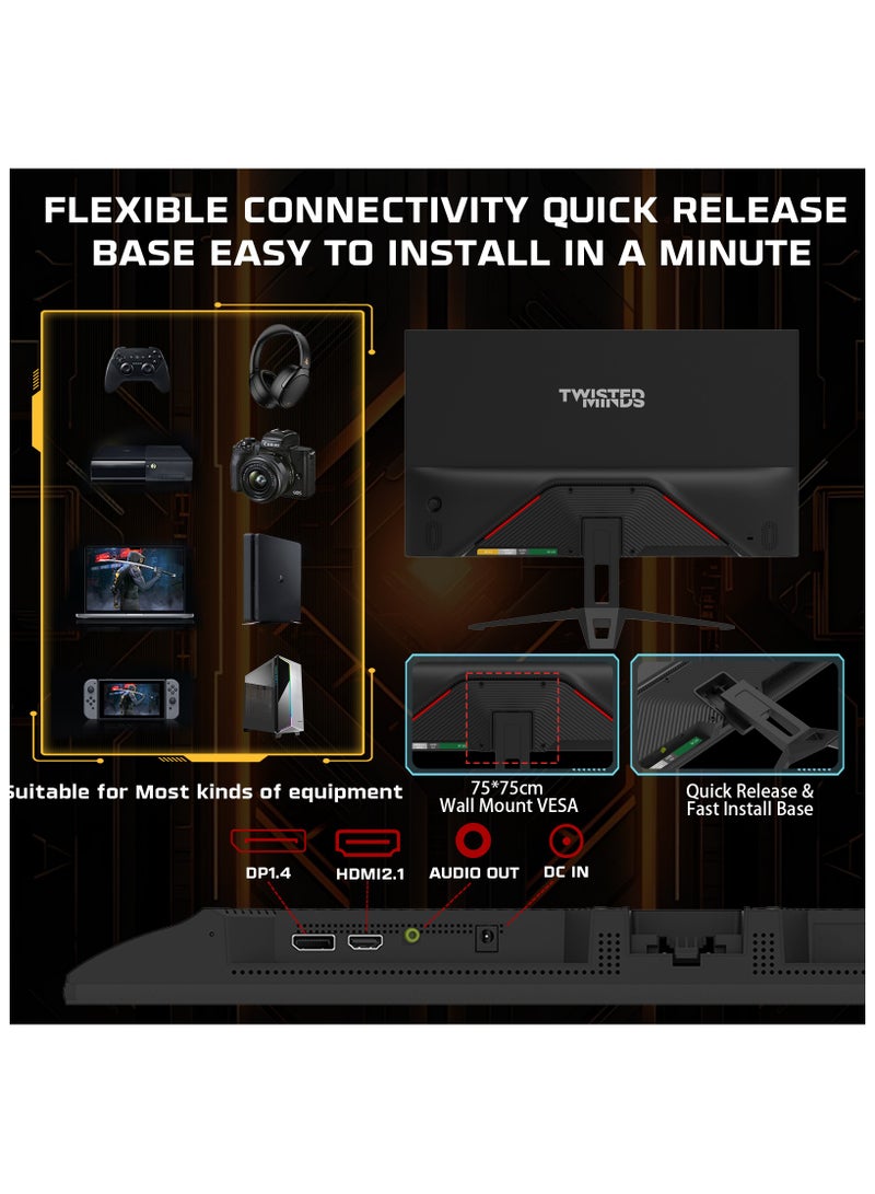 تويستيد مايندز TM22FHD1201PS 22” FHD Gaming Monitor – 120Hz Refresh Rate, 1ms Response Time, IPS Panel, HDMI 2.1 & DP 1.4, Adaptive Sync, Ultra-Slim Bezel Black - Image 5