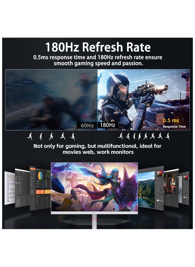 TWISTED MINDS - TMA27FHD180IPS 27" FHD Gaming Monitor, 180Hz Fast IPS Panel, 1ms Response, HDR400 Ready, FreeSync, HDMI 2.1 & DP 1.4, Ambilight RGB, Adjustable Stand, Xbox Series X|S & PS5 Compatible White - Image 1