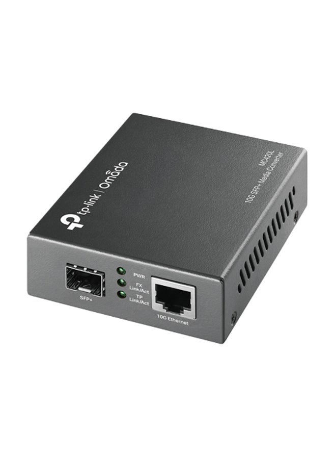 TP-LINK - MC420L Omada 10G Multi-Gigabit SFP Media Converter, 1× 1G/2.5G/5G/10Gbps Auto-Negotiation RJ45, SFP+ Port, 10GBASE-T/1000BASE-T Support, IEEE 802.3an/802.3ae, Auto-MDI/MDIX, External Power Adapter, UL & RoHS Certified Black - Image 1