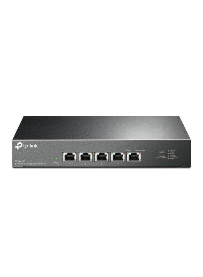 TP-LINK - TL-SX105 5-Port 10G Multi-Gigabit Desktop Switch, Auto-Negotiation & Auto-MDI/MDIX, 100 Gbps Switching Capacity, Fanless, Silent Operation, External Power Adapter, Plug & Play, Ideal for LAN Parties, Gaming, Home Offices, and Workstations. Black - Image 1