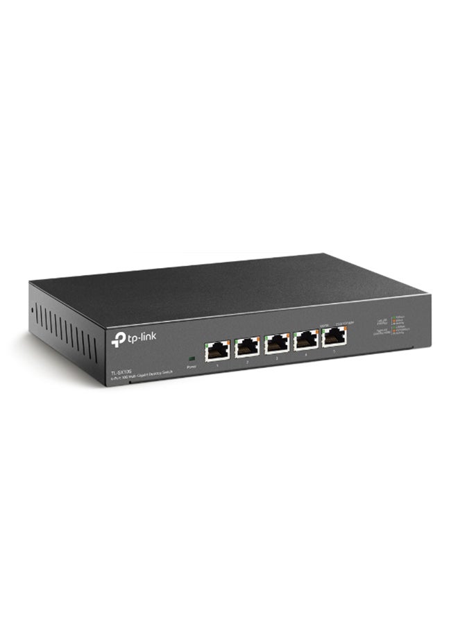 TP-LINK - TL-SX105 5-Port 10G Multi-Gigabit Desktop Switch, Auto-Negotiation & Auto-MDI/MDIX, 100 Gbps Switching Capacity, Fanless, Silent Operation, External Power Adapter, Plug & Play, Ideal for LAN Parties, Gaming, Home Offices, and Workstations. Black - Image 1