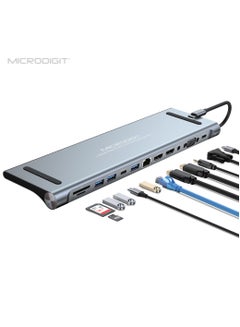 Premium USB C HUB,USB Type C 12-in-1 Dock, Docking Station USB C, Aluminium C Hub With RJ45 Ethernet, HDMI, VGA, Audio Mic Port, SD/TF Card Reader Silver/Grey - pnsku/N70158083V/45/_/1740751402/10959151-3667-4a64-b8e6-c5ee7be44afb