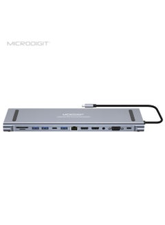 Premium USB C HUB,USB Type C 12-in-1 Dock, Docking Station USB C, Aluminium C Hub With RJ45 Ethernet, HDMI, VGA, Audio Mic Port, SD/TF Card Reader Silver/Grey - pnsku/N70158083V/45/_/1740751406/d3aae7c7-e35b-48cd-942e-2ce9f7ffd3b7