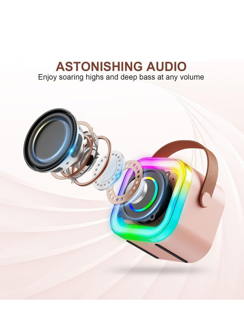 Microdigit Premium Portable Bluetooth Karaoke Mini Speaker with Cordless Microphone and LED lights pink - Image 4