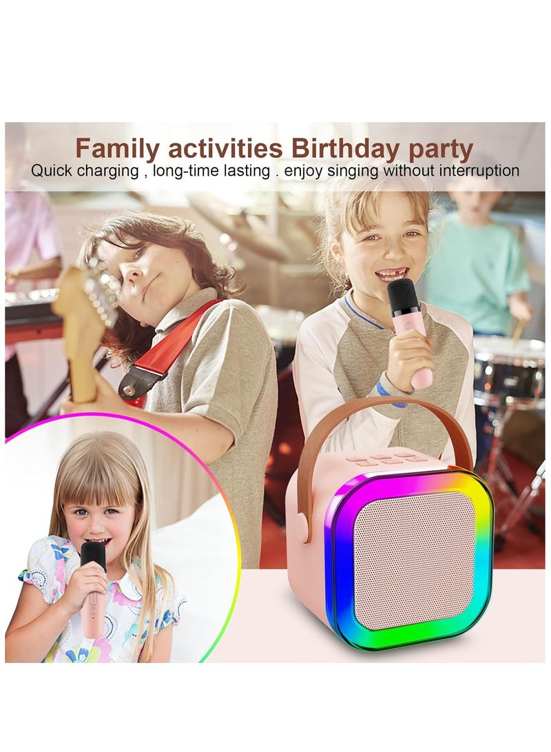 Microdigit Premium Portable Bluetooth Karaoke Mini Speaker with Cordless Microphone and LED lights pink - Image 5