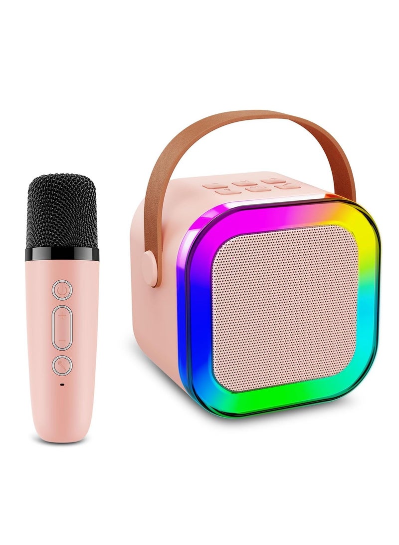 Microdigit Premium Portable Bluetooth Karaoke Mini Speaker with Cordless Microphone and LED lights pink - Image 3