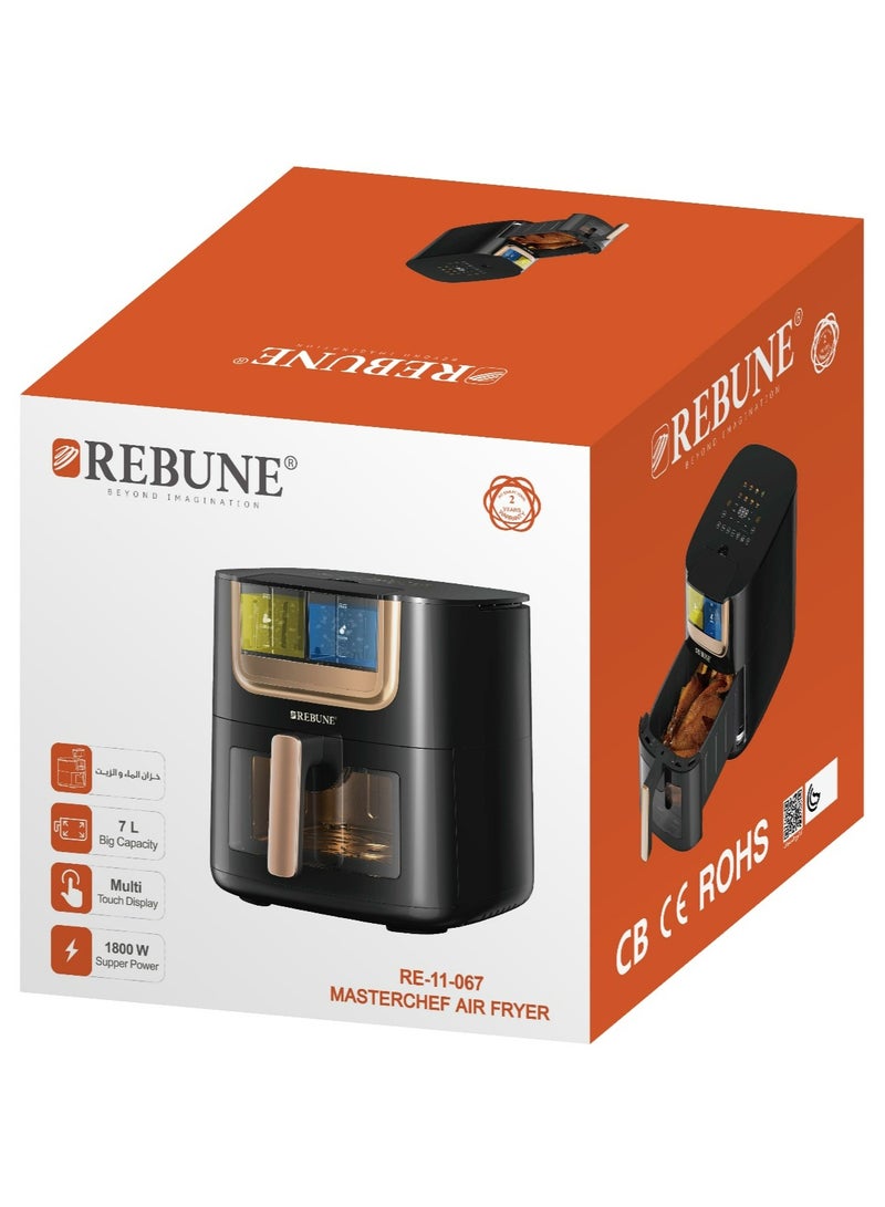REBUNE Air Fryer – Professional Cooking with a Modern Touch 7 L 1800 W RE-11-067 Black - Image 2