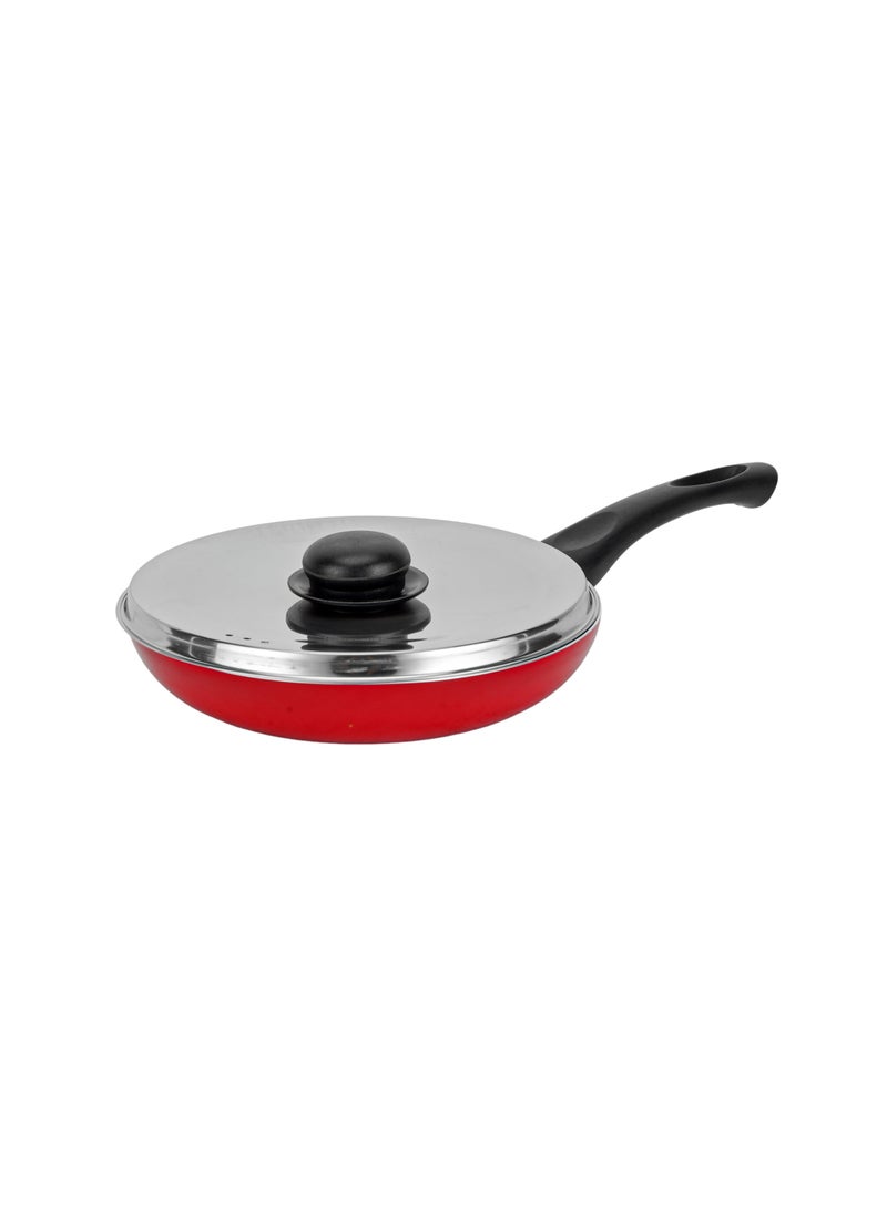 رويال فورد Royalford 20 cm Aluminum Nonstick Frypan with Stainless Steel Lid- RF12518/ Strong Body with 3 Layer Coating and Heat Resistant Bakelite Handle Assorted  - Image 1