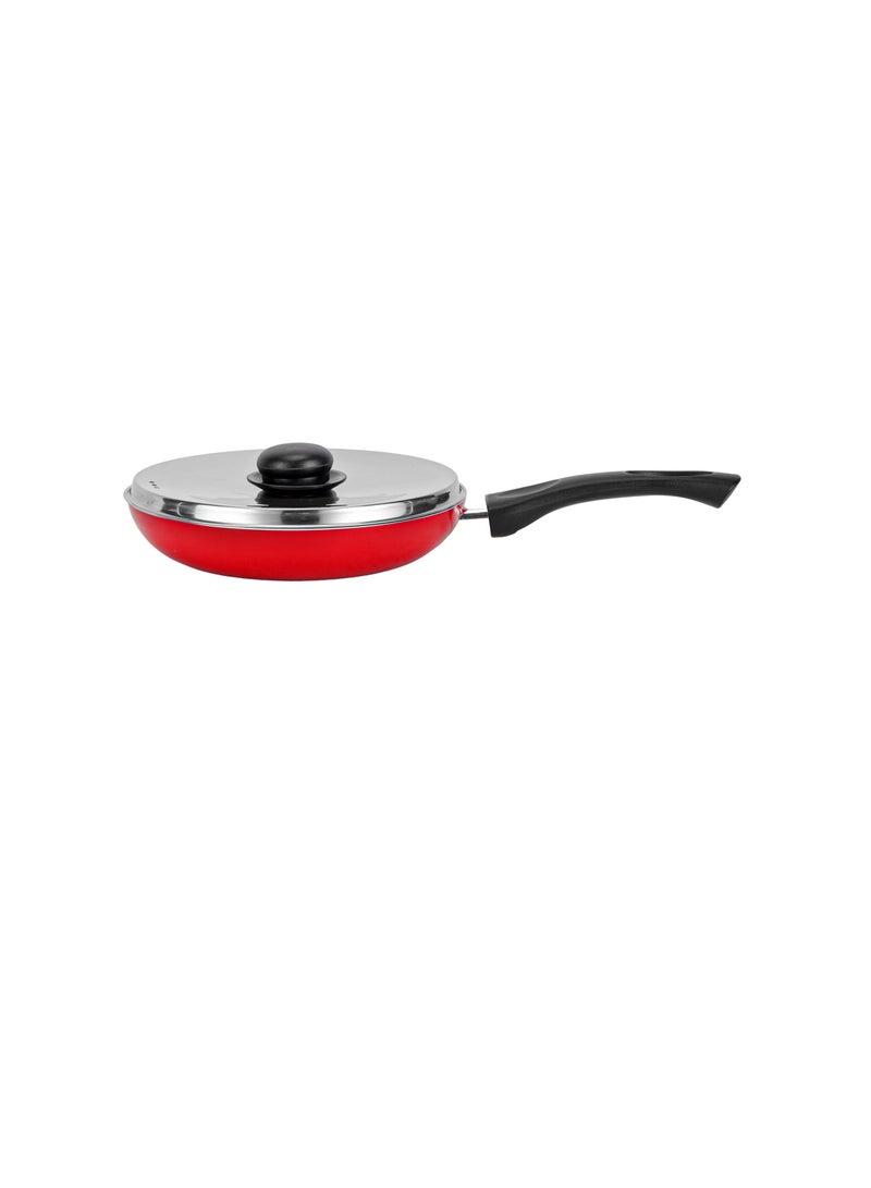 رويال فورد Royalford 20 cm Aluminum Nonstick Frypan with Stainless Steel Lid- RF12518/ Strong Body with 3 Layer Coating and Heat Resistant Bakelite Handle Assorted  - Image 3