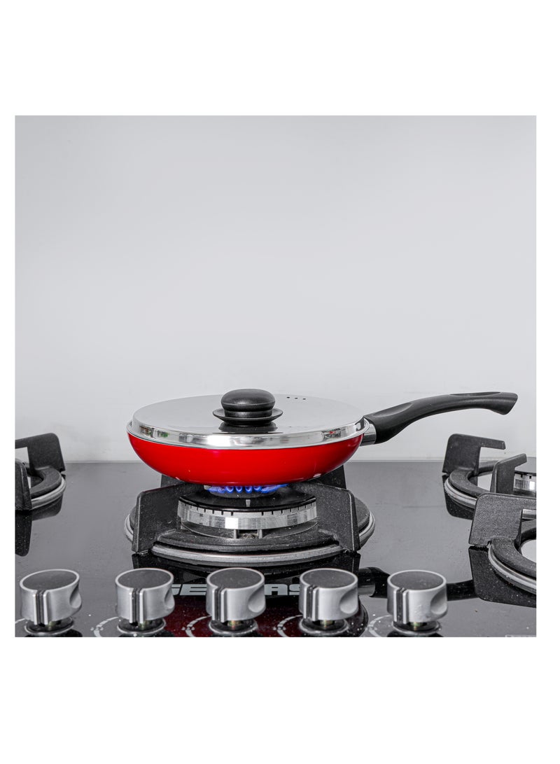 رويال فورد Royalford 20 cm Aluminum Nonstick Frypan with Stainless Steel Lid- RF12518/ Strong Body with 3 Layer Coating and Heat Resistant Bakelite Handle Assorted  - Image 5