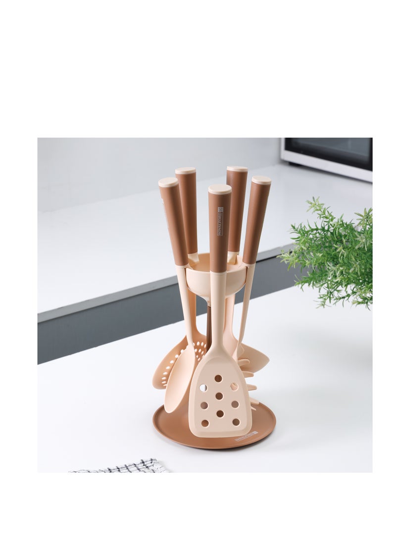 Royalford Royalford 6-piece Nylon Kitchen Tools Set- RF12582/ with Holder, Heat-Resistant, Includes Ladle, Spoon, Skimmer, Pasta, Spoons, Slotted Turner/ Ergonomic, Anti-Slip Handle Multicolor  - Image 2