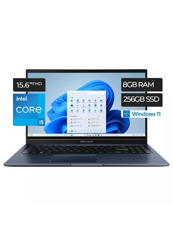 أسوس - VivoBook Laptop With 15.6-Inch Full HD Display, Core i5-1235U Processor/8GB RAM/256GB SSD/Intel Iris Xe Graphics/Windows 11 English Blue - Image 1