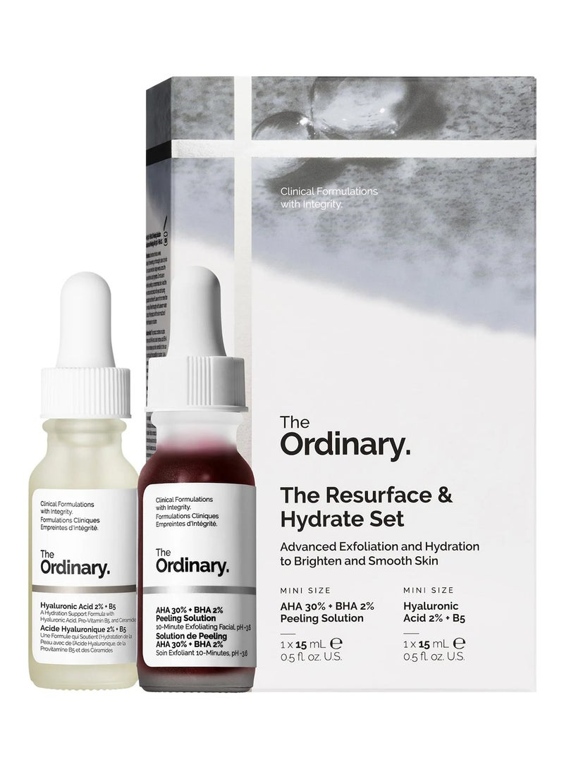 The Ordinary - The Resurface & Hydrate Set (AHA 30% + BHA 2% Peeling Solution and Hyaluronic Acid 2% + B5 2X15 ml) 2 X 15 mlml - Image 1
