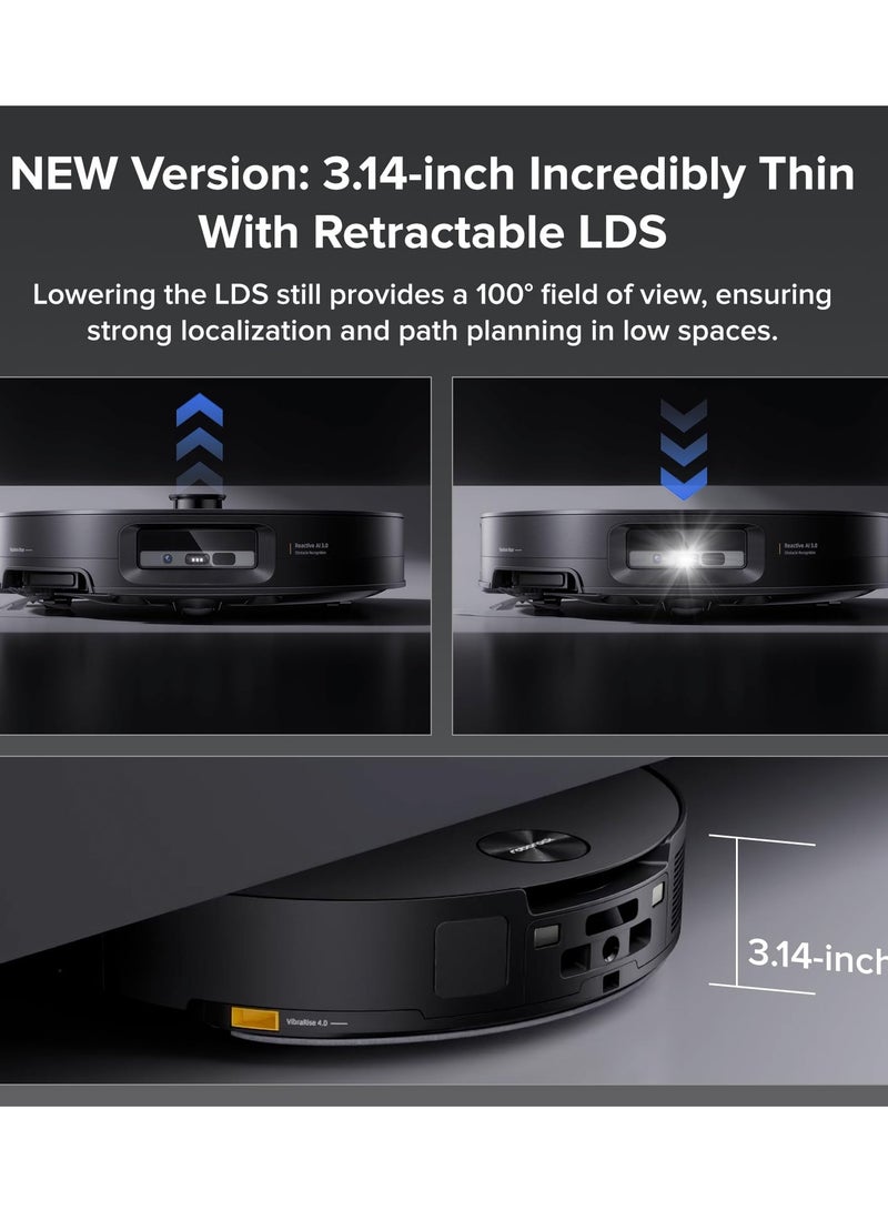roborock Saros 10 Robot Vacuum and Mop, 22,000Pa Suction, AI Obstacle Avoidance, 3.14-inch Ultra Thin, Auto Detachable Mop, Zero Tangling Main Brush, Hot Water Mop & Dock Self Cleaning, Pet Friendly 1 W Saros10 BLACK  - Image 2