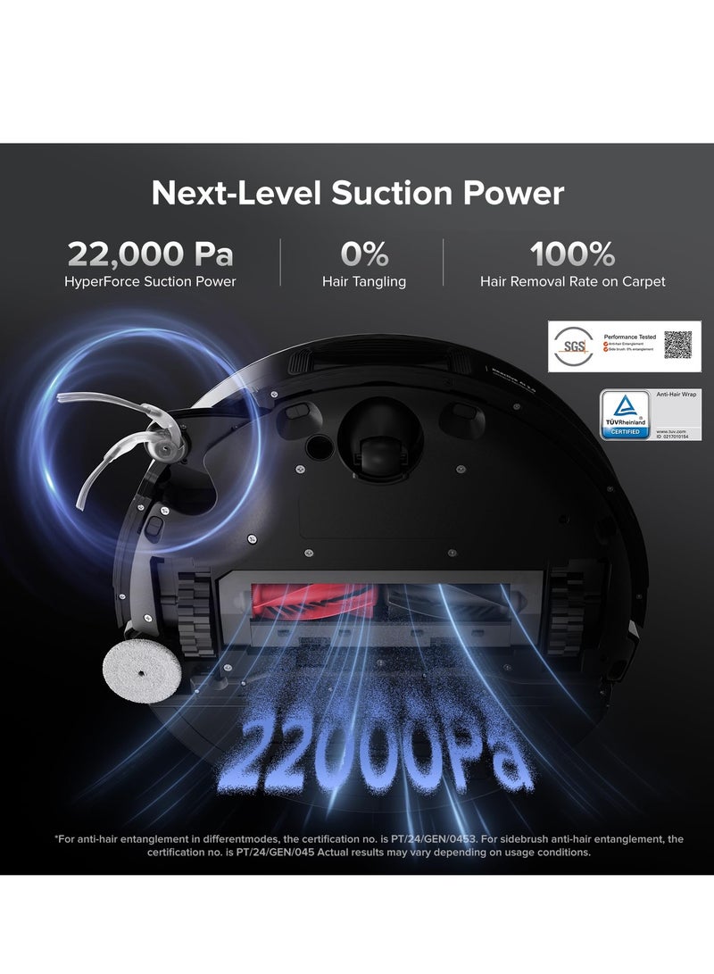roborock Saros 10 Robot Vacuum and Mop, 22,000Pa Suction, AI Obstacle Avoidance, 3.14-inch Ultra Thin, Auto Detachable Mop, Zero Tangling Main Brush, Hot Water Mop & Dock Self Cleaning, Pet Friendly 1 W Saros10 BLACK  - Image 3