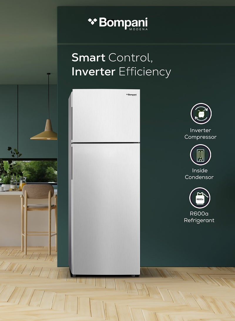 Bompani - 580L Gross Capacity 466L Net Capacity Double Door NoFrost Refrigerator with LED Interior Light, Electronic Control, R600a Refrigerant, Multi-Air Flow, and Twist Ice Maker – Efficient Cooling for Modern Homes - 485.45 kW BR580SSN Silver - Image 1