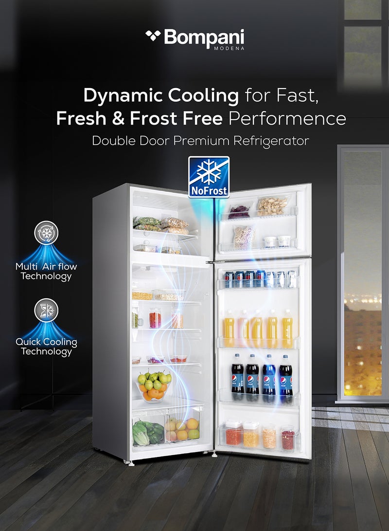 Bompani - 580L Gross Capacity 466L Net Capacity Double Door NoFrost Refrigerator with LED Interior Light, Electronic Control, R600a Refrigerant, Multi-Air Flow, and Twist Ice Maker – Efficient Cooling for Modern Homes - 485.45 kW BR580SSN Silver - Image 1