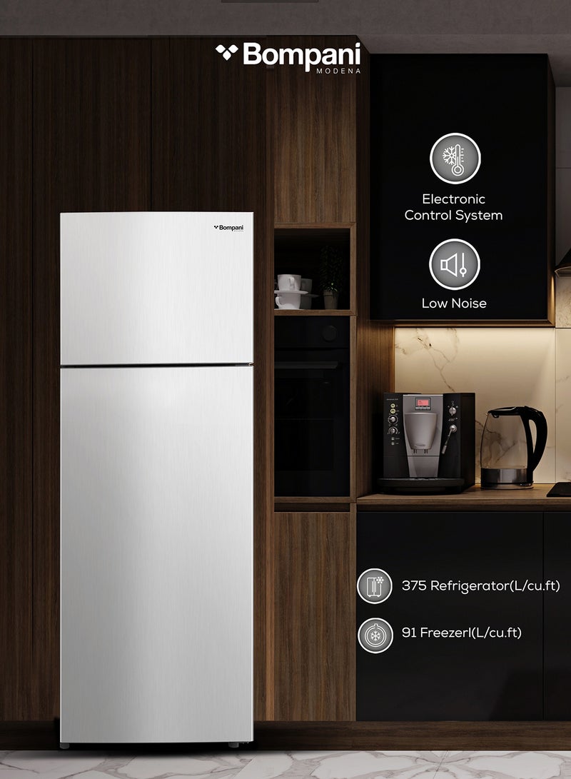 Bompani - 580L Gross Capacity 466L Net Capacity Double Door NoFrost Refrigerator with LED Interior Light, Electronic Control, R600a Refrigerant, Multi-Air Flow, and Twist Ice Maker – Efficient Cooling for Modern Homes - 485.45 kW BR580SSN Silver - Image 1