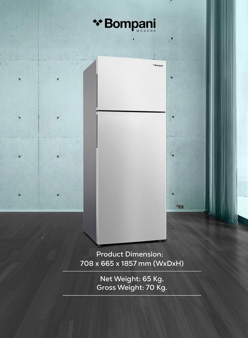 Bompani - 580L Gross Capacity 466L Net Capacity Double Door NoFrost Refrigerator with LED Interior Light, Electronic Control, R600a Refrigerant, Multi-Air Flow, and Twist Ice Maker – Efficient Cooling for Modern Homes - 485.45 kW BR580SSN Silver - Image 1