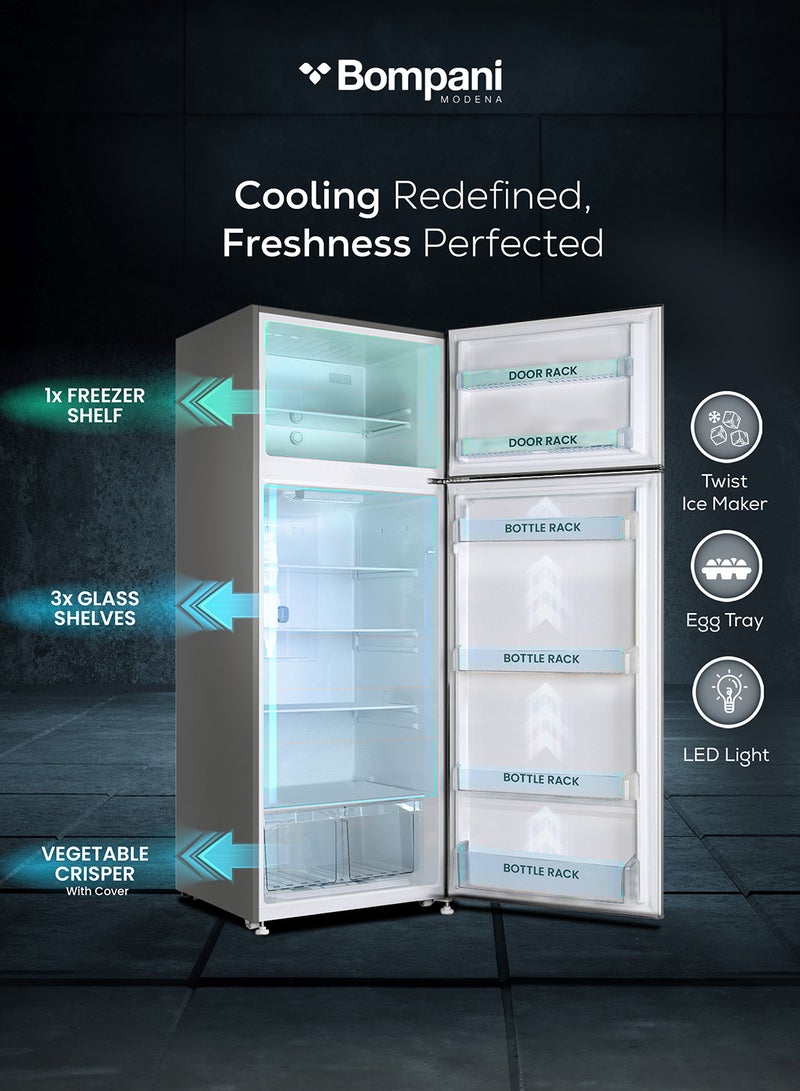 Bompani - 580L Gross Capacity 466L Net Capacity Double Door NoFrost Refrigerator with LED Interior Light, Electronic Control, R600a Refrigerant, Multi-Air Flow, and Twist Ice Maker – Efficient Cooling for Modern Homes - 485.45 kW BR580SSN Silver - Image 1