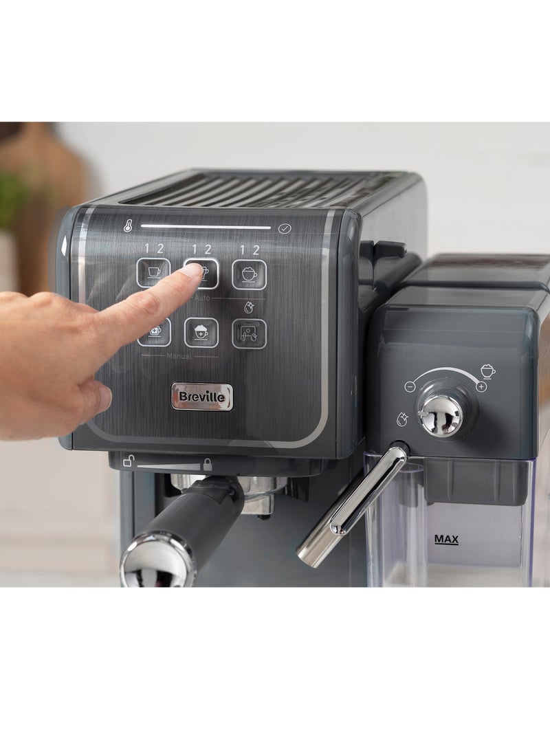 Breville Prima Latte III Coffee Maker, Espresso Machine, Cappuccino and Latte Machine, 19 Bar Italian Pump, Automatic Milk Frother, Compatible with ESE Pods, Grey [VCF146X] 600 ml 1470 W VCF146X grey - Image 4