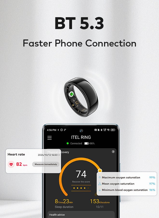 إيتيل - 220 mAh Smart Ring 10ATM Waterproof With Multiple Fitness Modes All-day Health Monitoring #11 Silver - Image 1