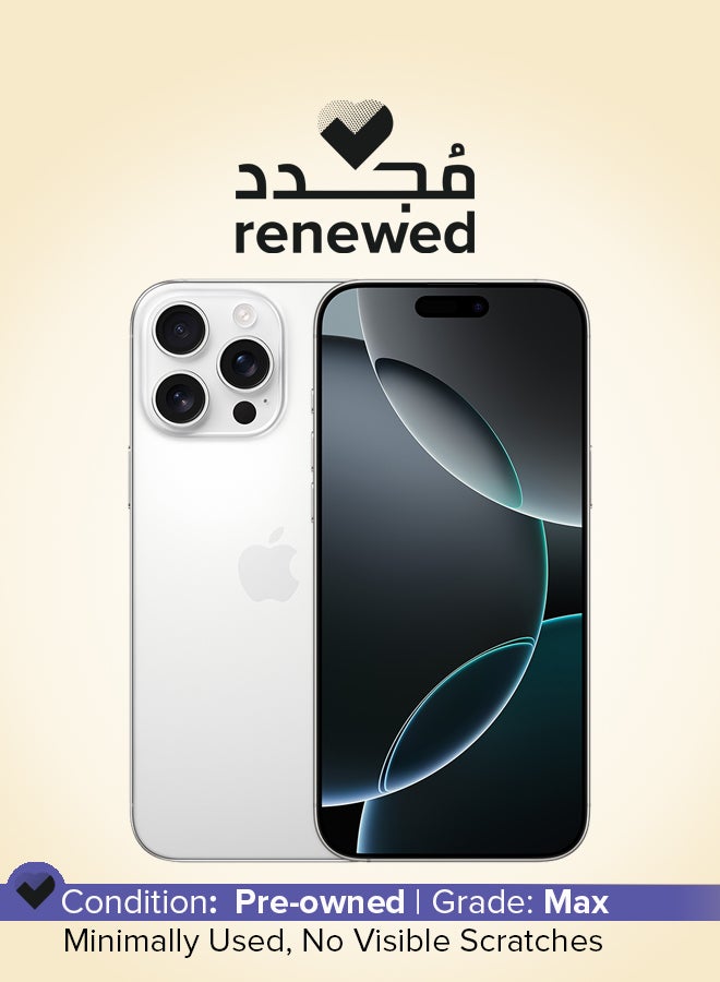 ابل  مجدد - آيفون 16 برو ماكس 256 جيجابايت أبيض تيتانيوم 5G مع فيس تايم - النسخة الدولية - Image 1