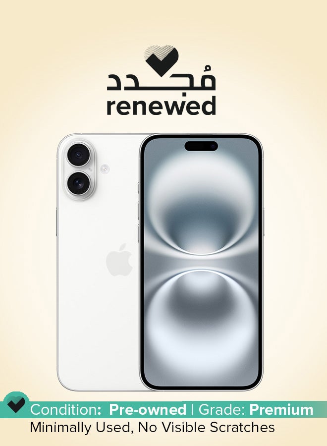 ابل  مجدد - آيفون 16 128 جيجابايت أبيض 5G مع فيس تايم - النسخة الدولية - Image 1
