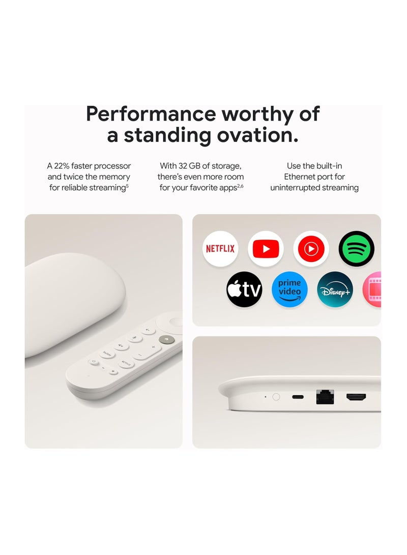 جوجل - Google TV Streamer 4K - Fast Streaming Entertainment on Your TV with Voice Search Remote - Watch Movies, Shows, Live TV, and Netflix in 4K HDR - Smart Home Control - 32 GB of Storage - Porcelain Porcelain - Image 1