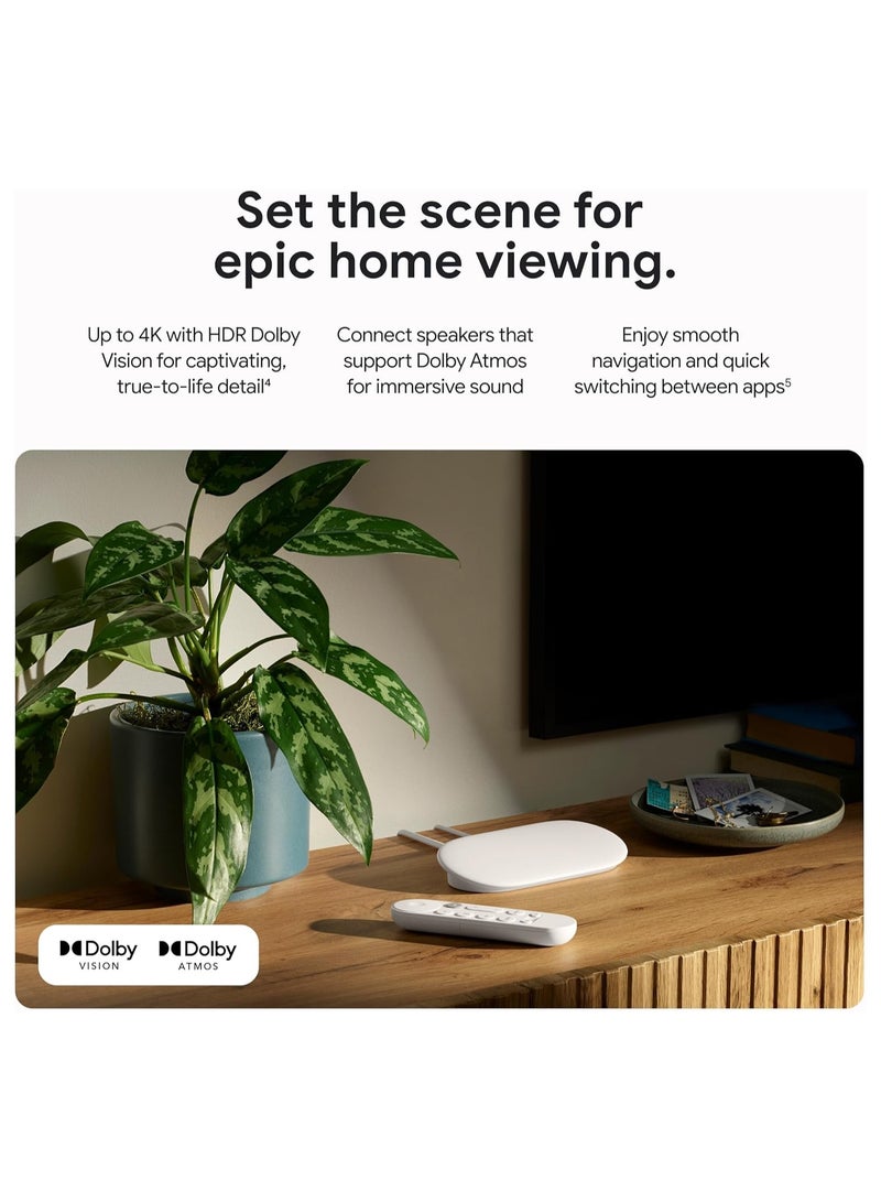 جوجل - Google TV Streamer 4K - Fast Streaming Entertainment on Your TV with Voice Search Remote - Watch Movies, Shows, Live TV, and Netflix in 4K HDR - Smart Home Control - 32 GB of Storage - Porcelain Porcelain - Image 1