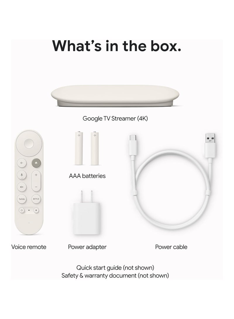 جوجل - Google TV Streamer 4K - Fast Streaming Entertainment on Your TV with Voice Search Remote - Watch Movies, Shows, Live TV, and Netflix in 4K HDR - Smart Home Control - 32 GB of Storage - Porcelain Porcelain - Image 1