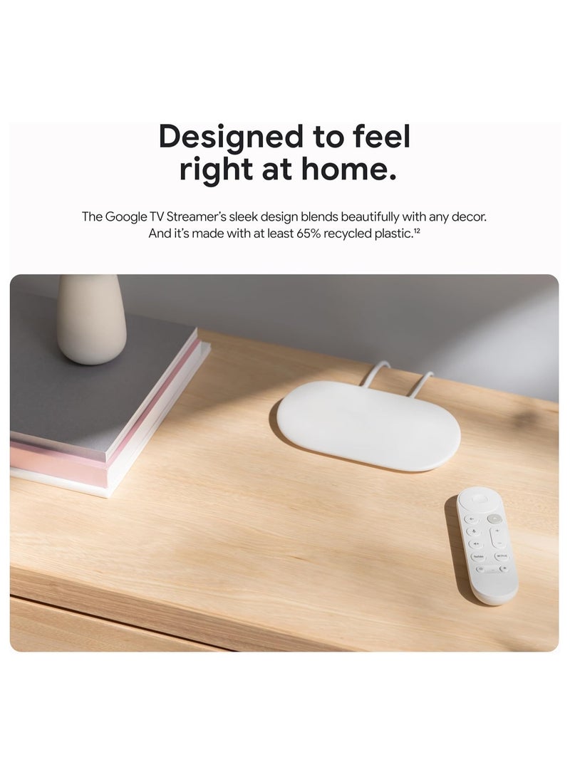 جوجل - Google TV Streamer 4K - Fast Streaming Entertainment on Your TV with Voice Search Remote - Watch Movies, Shows, Live TV, and Netflix in 4K HDR - Smart Home Control - 32 GB of Storage - Porcelain Porcelain - Image 1