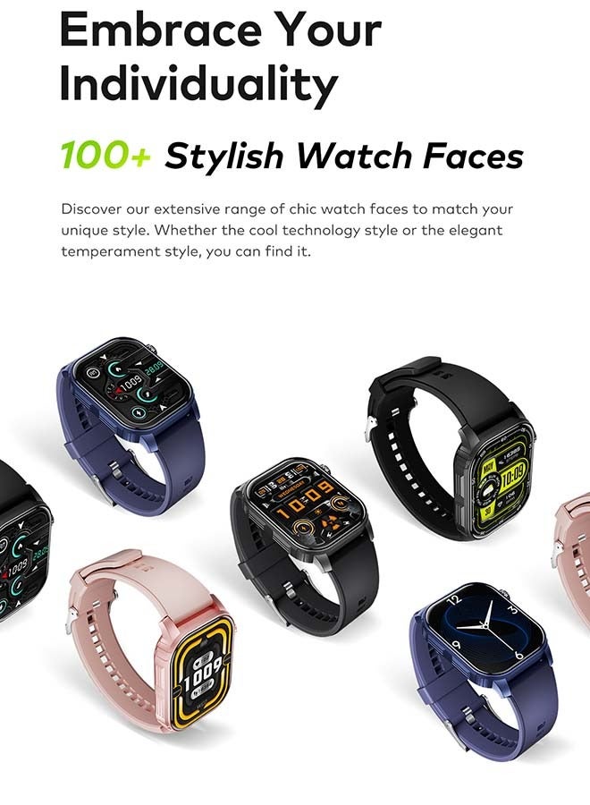 إيتيل - 300 mAh Smart Watch O21, 2.01" Large Screen, 100+ Workout Modes, 24/7 Heart Rate Monitoring With Abnormal Rhythm Alerts, Bluetooth Calling, iOS And Android Compatible Midnight Blue - Image 1
