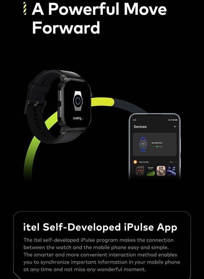 إيتيل - 300 mAh Smart Watch O21, 2.01" Large Screen, 100+ Workout Modes, 24/7 Heart Rate Monitoring With Abnormal Rhythm Alerts, Bluetooth Calling, iOS And Android Compatible Midnight Blue - Image 1