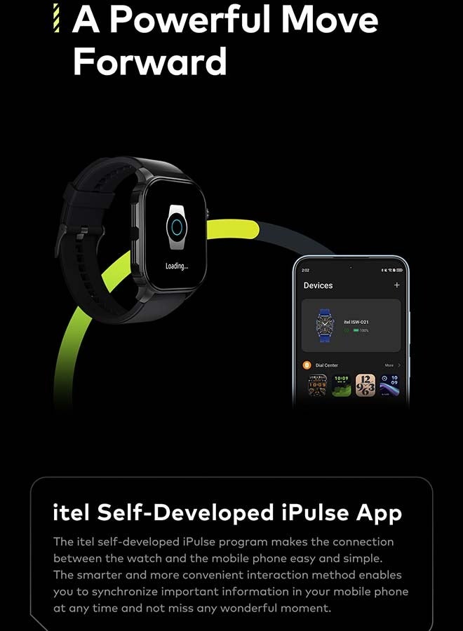 ITEL - 300 mAh Smart Watch O21, 2.01" Large Screen, 100+ Workout Modes, 24/7 Heart Rate Monitoring With Abnormal Rhythm Alerts, Bluetooth Calling, iOS And Android Compatible Lurex Black - Image 1