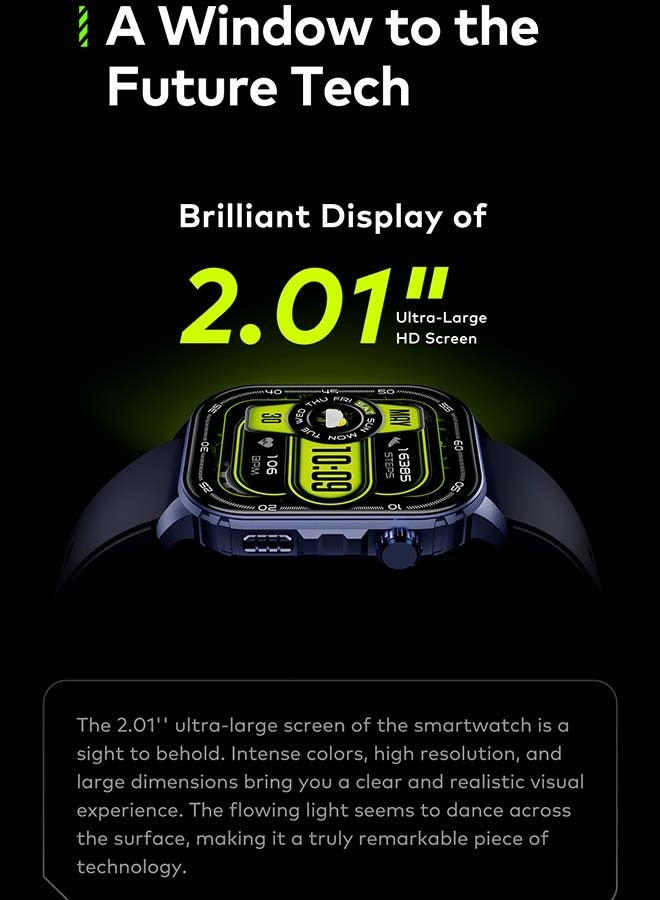 ITEL 300 mAh Smart Watch O21, 2.01" Large Screen, 100+ Workout Modes, 24/7 Heart Rate Monitoring With Abnormal Rhythm Alerts, Bluetooth Calling, iOS And Android Compatible Lurex Black  - Image 4
