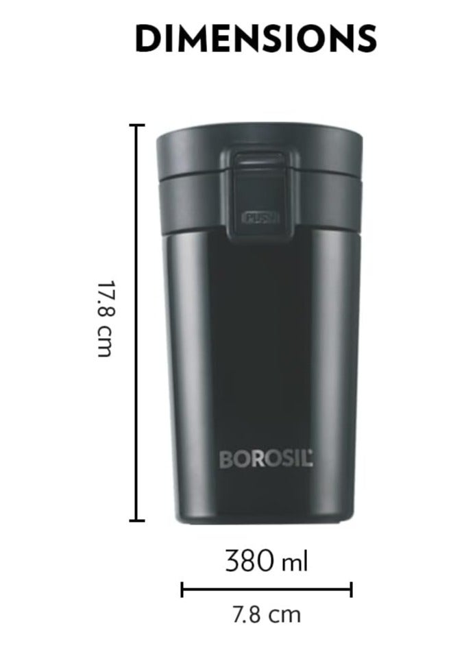 BOROSIL Coffee mate Insulated Mug, Vacuum Insulated Travel Coffee Mug with Lid, 8 Hours Hot & 14 Hours Cold 300ml Black  - Image 2