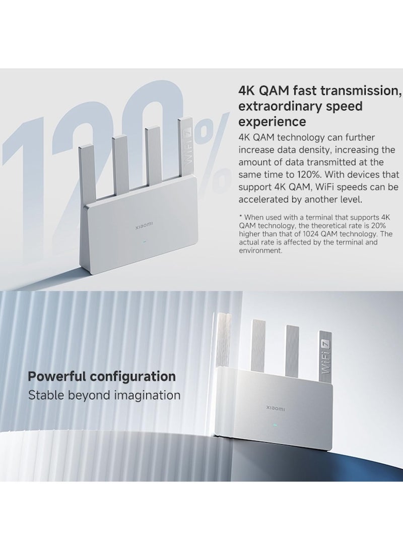 Router BE3600,WiFi 7 MLO Dual-Band Mesh  2.5G Ethernet Port 3600 Mbps Mi Home App-Global version White