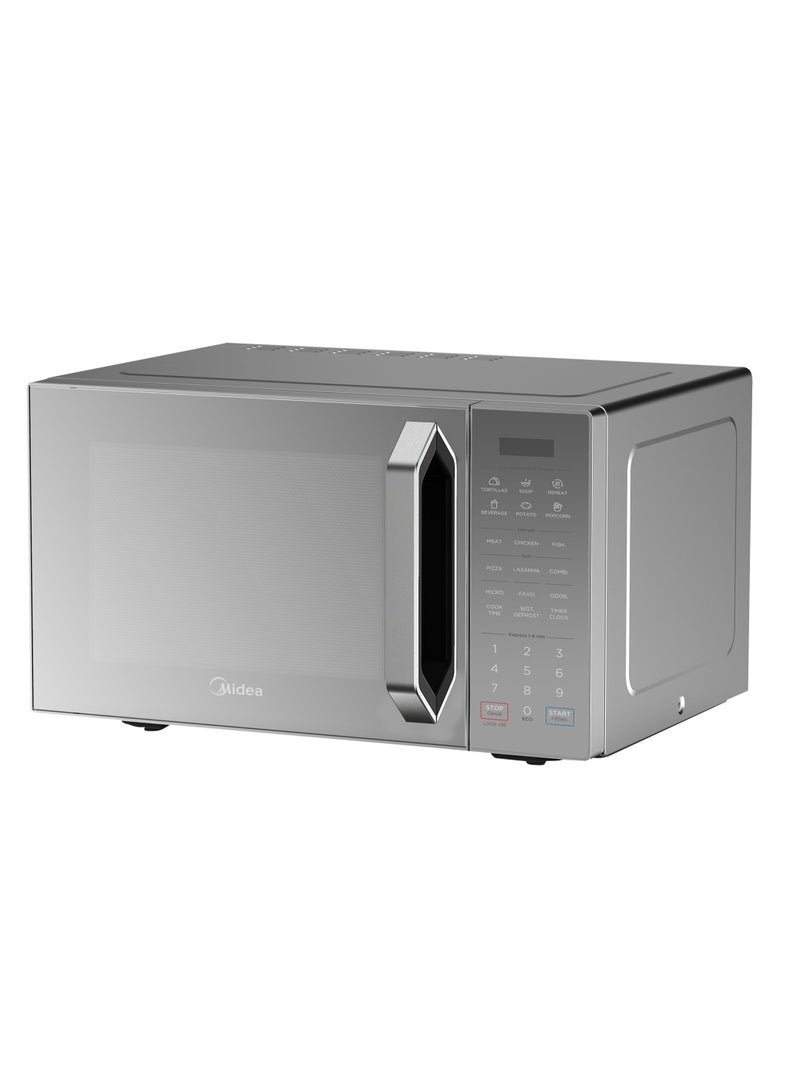 Midea Midea Micowave EM9P032M X-S , Silver housing and silver panel, mirror front, Grey painted cavity, 288 mm glass turntable, Microwave power 900 W, 28L, Silver 28 L 1000 kW 6944271682128 silver 