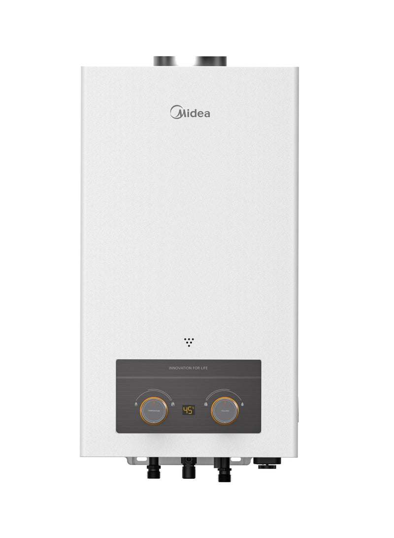 مديا Midea Gas Water Heater Natural Gas , JSZ12-6DHSN, Copper Heat Exchanger, Dry Heat Protection ,Low Battery Indicator,6 Liter- White 6221284000362 White  - Image 1