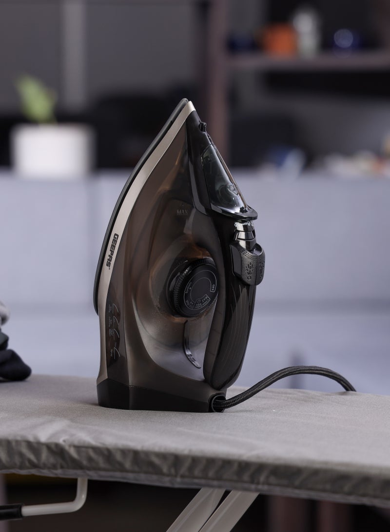 GEEPAS - Ceramic Steam Iron | Dry and Spray Functions, Press Box with Self-Cleaning Function | Compact and Handy Design with Powerful Shots | Suitable for All Kinds of Fabric | 2 Years Warranty 200 ml 2200 W GSI24016 Black - Image 1