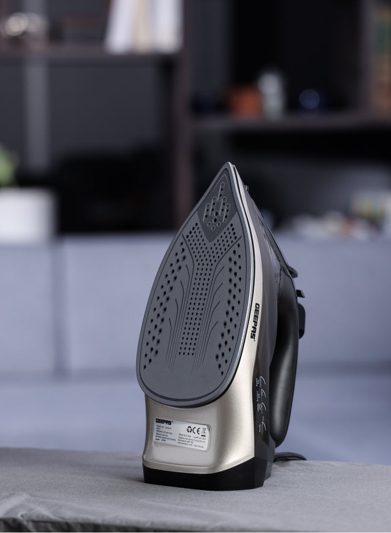 GEEPAS - Ceramic Steam Iron | Dry and Spray Functions, Press Box with Self-Cleaning Function | Compact and Handy Design with Powerful Shots | Suitable for All Kinds of Fabric | 2 Years Warranty 200 ml 2200 W GSI24016 Black - Image 1