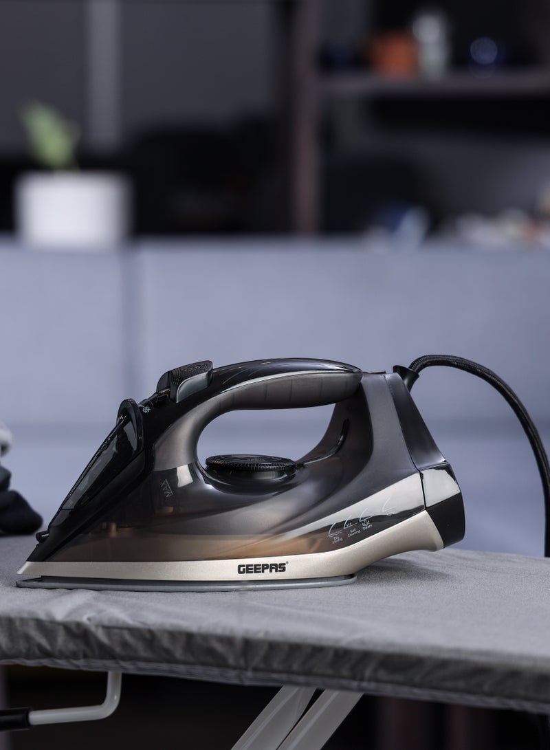 GEEPAS - Ceramic Steam Iron | Dry and Spray Functions, Press Box with Self-Cleaning Function | Compact and Handy Design with Powerful Shots | Suitable for All Kinds of Fabric | 2 Years Warranty 200 ml 2200 W GSI24016 Black - Image 1