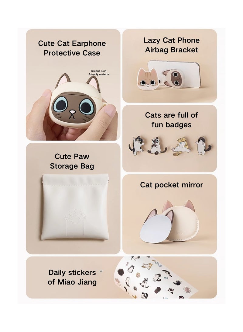 Zero CAT Earbuds Siamese Cat-Inspired Design with High-Quality Sound Bluetooth 5.3 Long Battery Life Waterproof AI Noise Reduction and Game Mode Perfect for Music Lovers and Fashion Enthusiasts White (Siamese cat) - pnsku/N70158413V/45/_/1741009798/552917cb-a494-48dc-a82d-b46dc6c92645