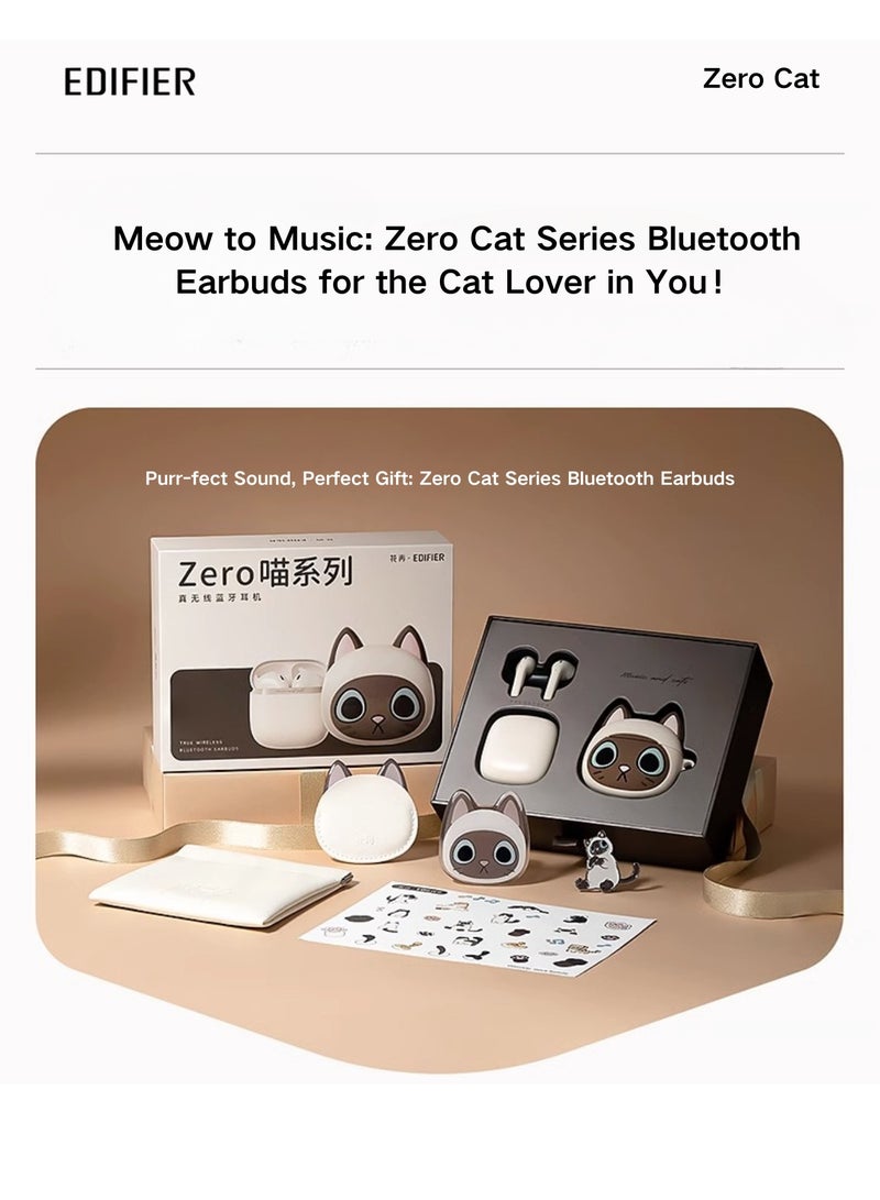 EDIFIER - Zero CAT Earbuds Siamese Cat-Inspired Design with High-Quality Sound Bluetooth 5.3 Long Battery Life Waterproof AI Noise Reduction and Game Mode Perfect for Music Lovers and Fashion Enthusiasts White (Siamese cat) - Image 1