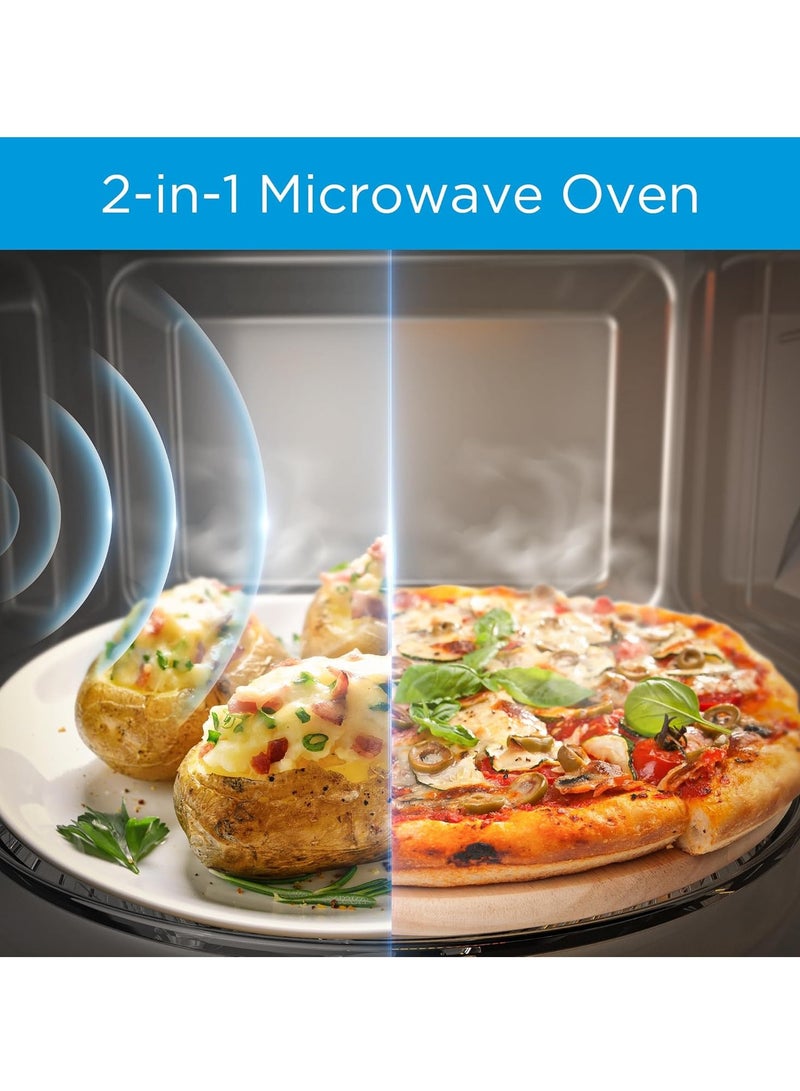 مديا Microwave 28 liter With Grill 288mm glass turntable 900 Watt Grey painted cavity EG9P032MX -S silver  - Image 4